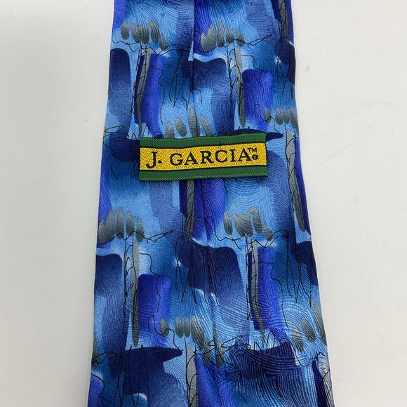 Vintage 1996 J Garcia Men 100% Silk Tie Carousel Collection 14 abstract tie Blue - Picture 3 of 6